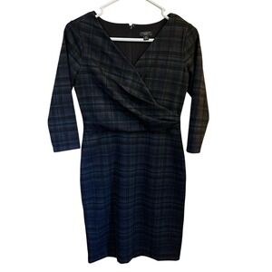 Ann Taylor Factory Plaid Sheath Dress Petite 00P Career Work